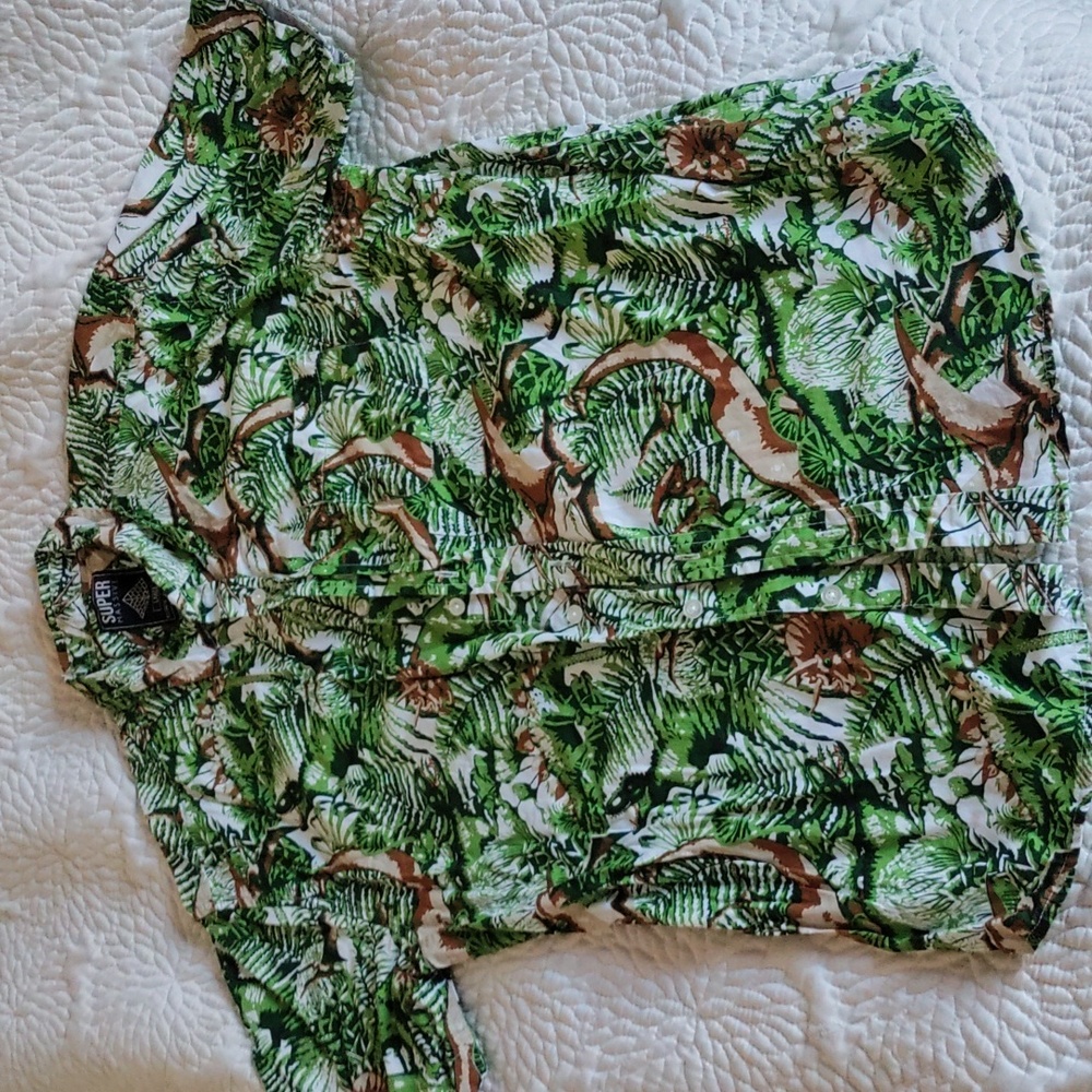 Super Massive Dinosaur SS Button down Mens Large